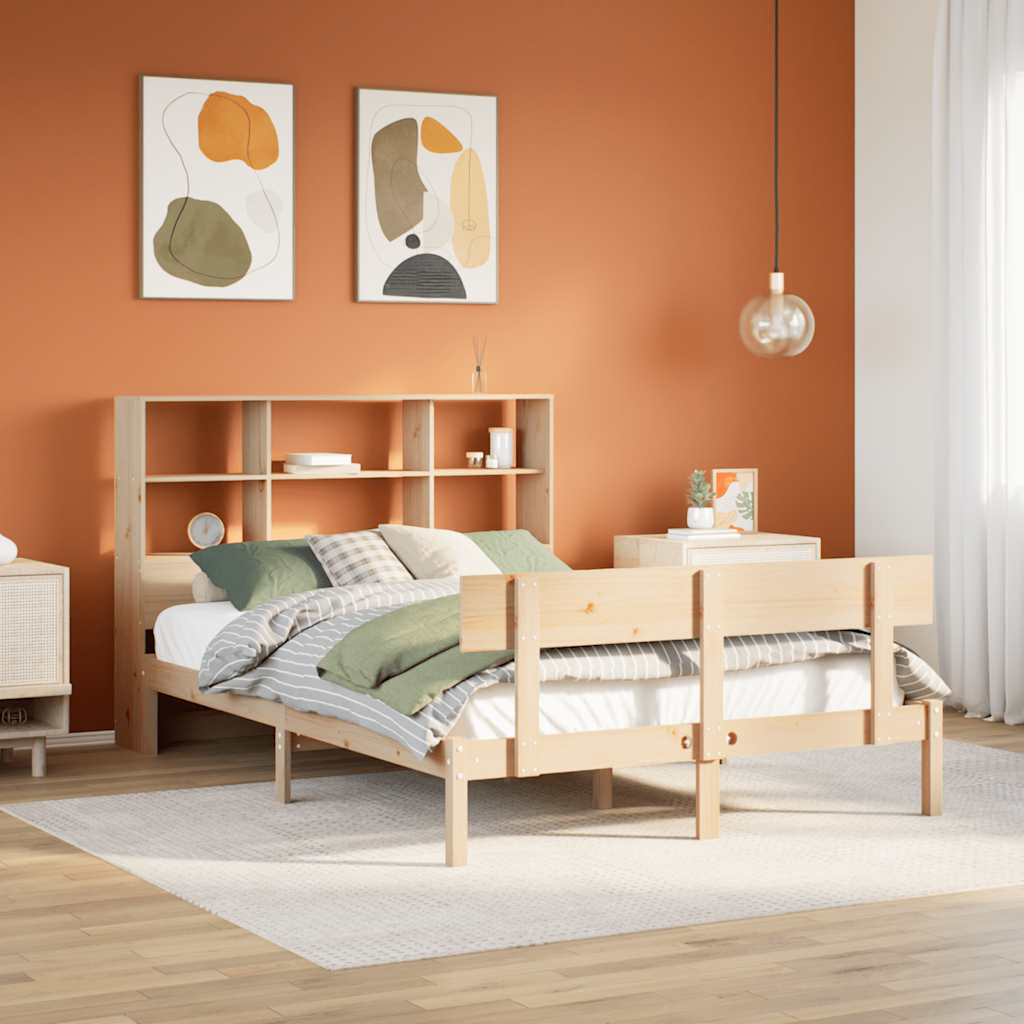 tömör fenyőfa könyvespolcos ágy matrac nélkül 160 x 200 cm