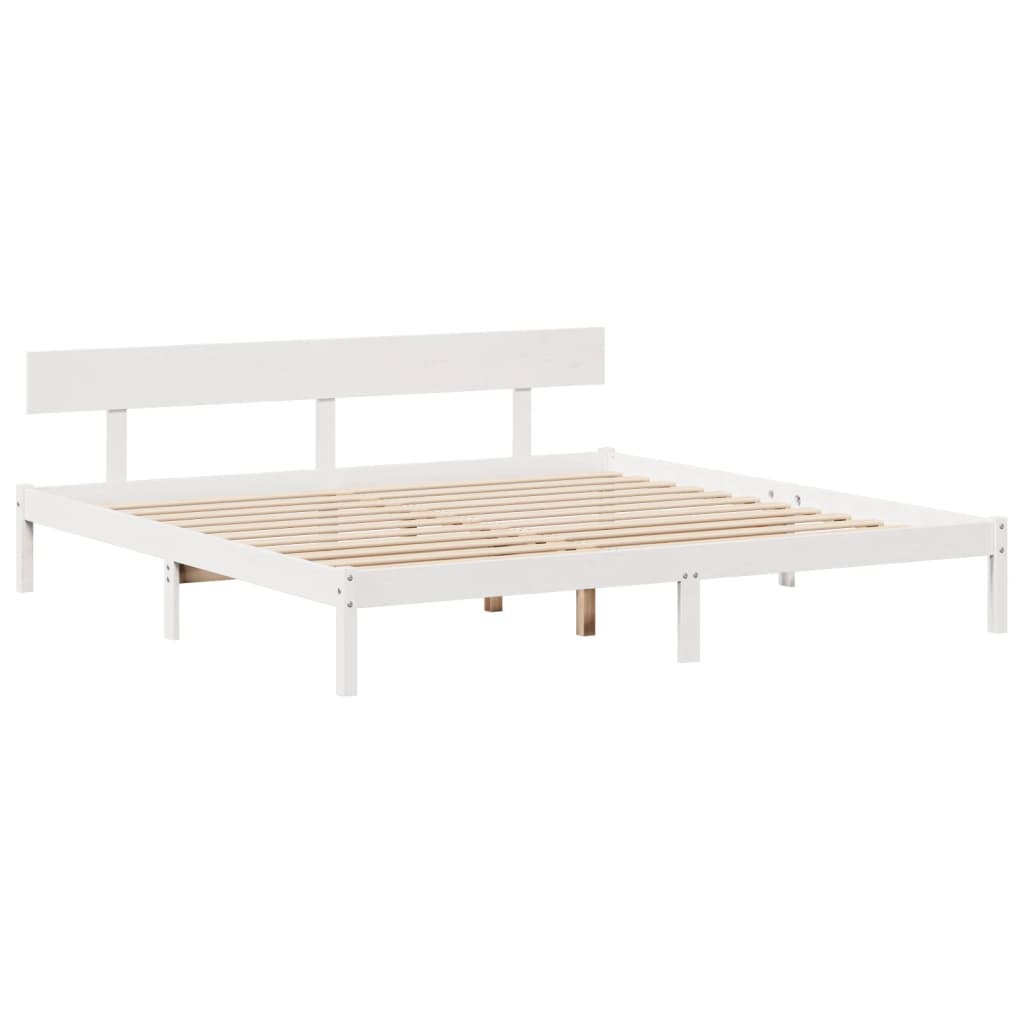fehér tömör fenyőfa könyvespolcos ágy matrac nélkül 180x200 cm