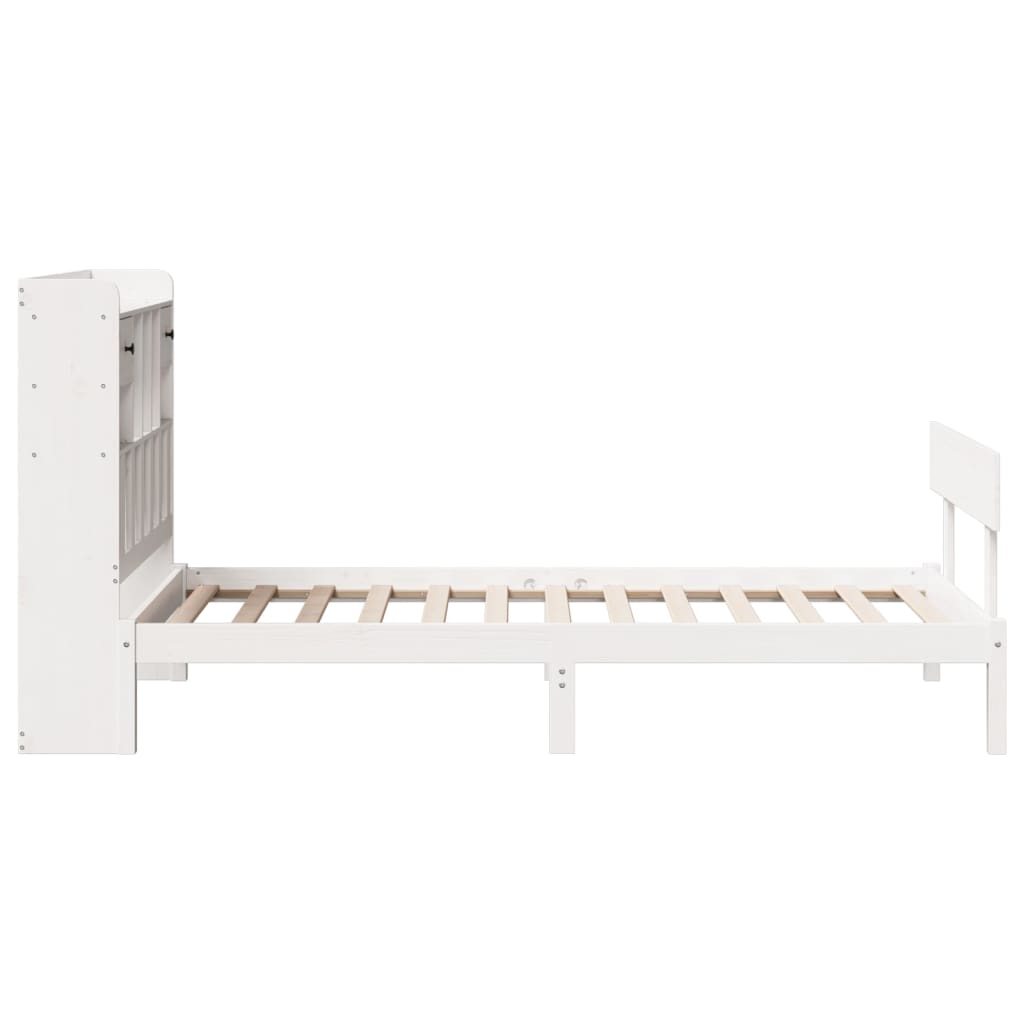 fehér tömör fenyőfa könyvespolcos ágy matrac nélkül 75 x 190 cm