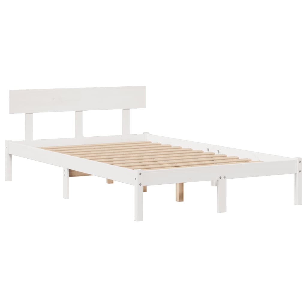 fehér tömör fenyőfa könyvespolcos ágy matrac nélkül 135x190 cm