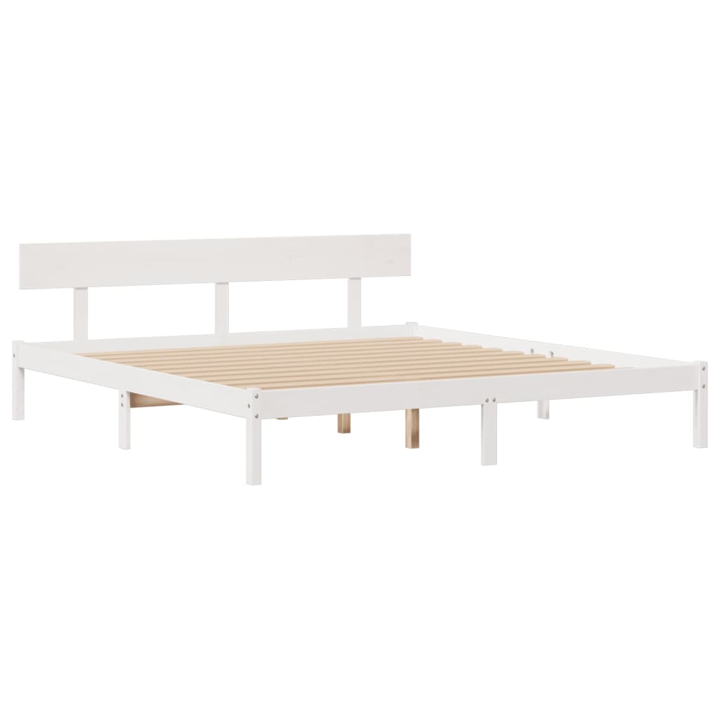 fehér tömör fenyőfa könyvespolcos ágy matrac nélkül 180x200 cm