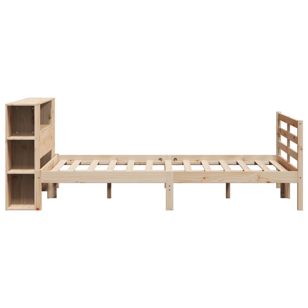 tömör fenyőfa könyvespolcos ágy matrac nélkül 135 x 190 cm