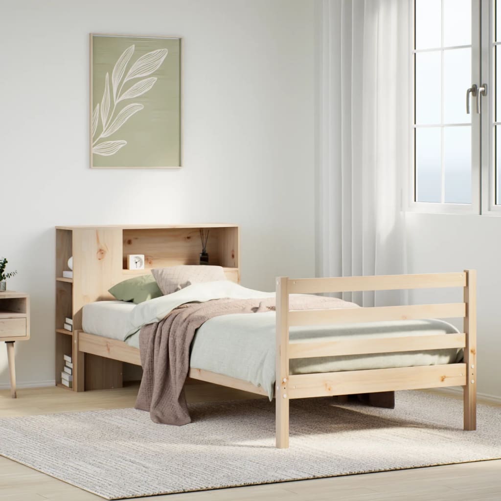 tömör fenyőfa könyvespolcos ágy matrac nélkül 75 x 190 cm