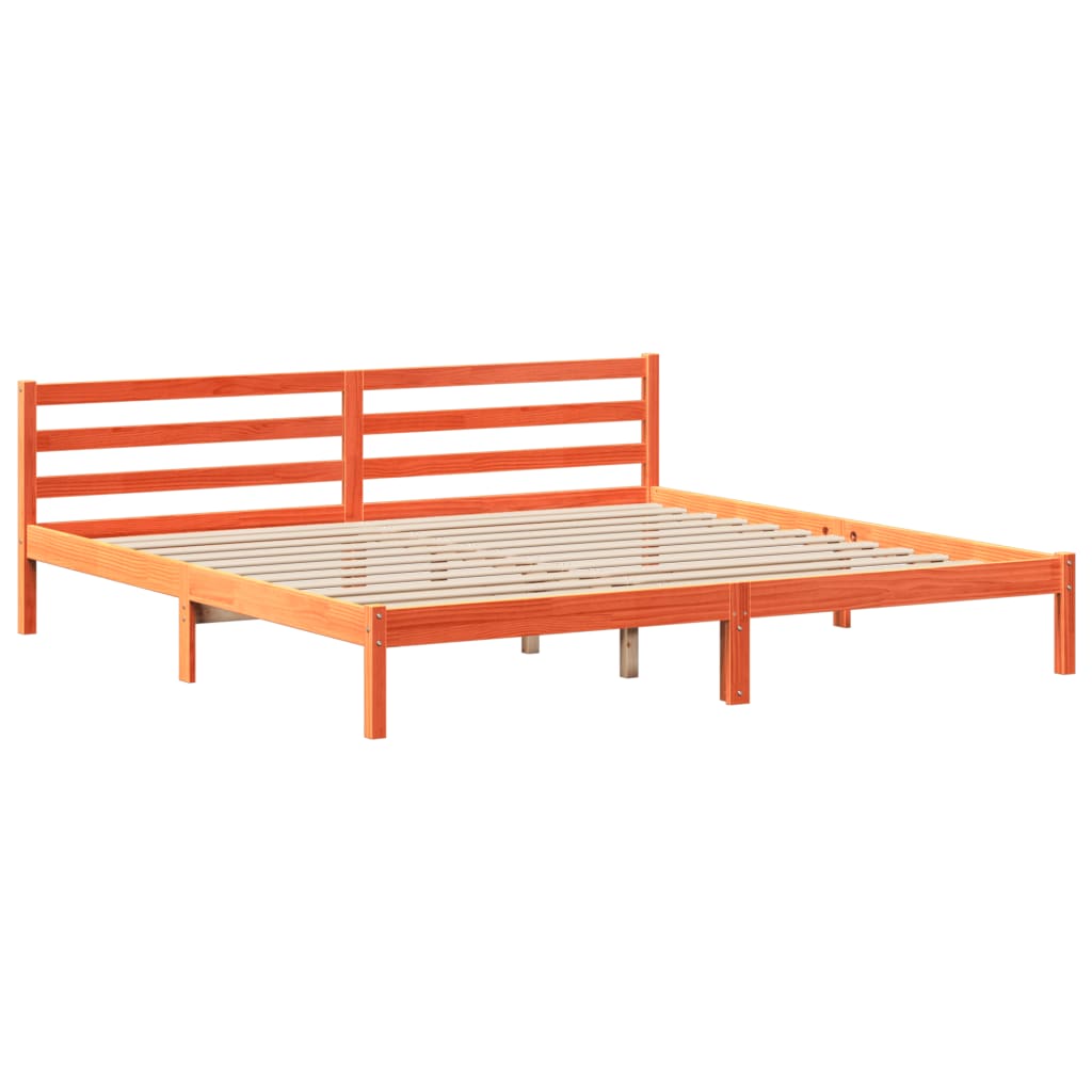 viaszbarna tömör fa könyvespolcos ágy matrac nélkül 180 x 200cm
