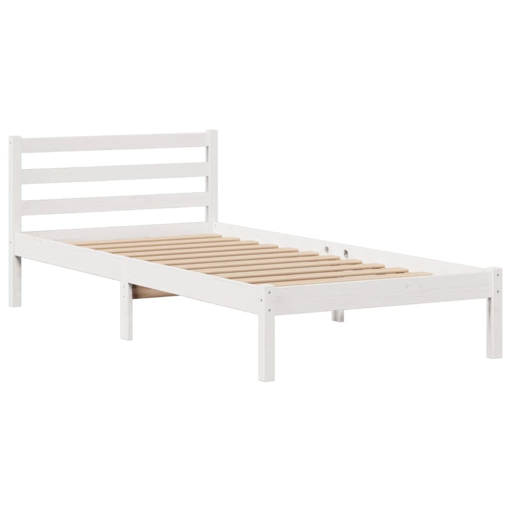 fehér tömör fenyőfa könyvespolcos ágy matrac nélkül 90 x 190 cm