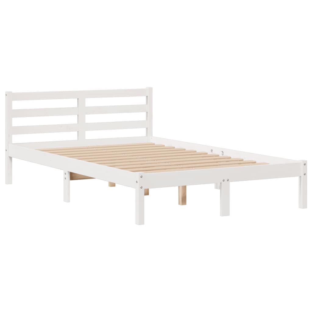 fehér tömör fenyőfa könyvespolcos ágy matrac nélkül 135x190 cm