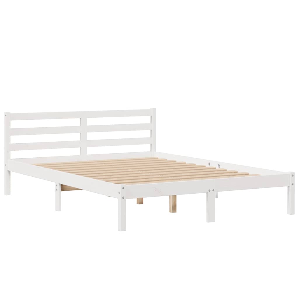 fehér tömör fenyőfa könyvespolcos ágy matrac nélkül 140x190 cm