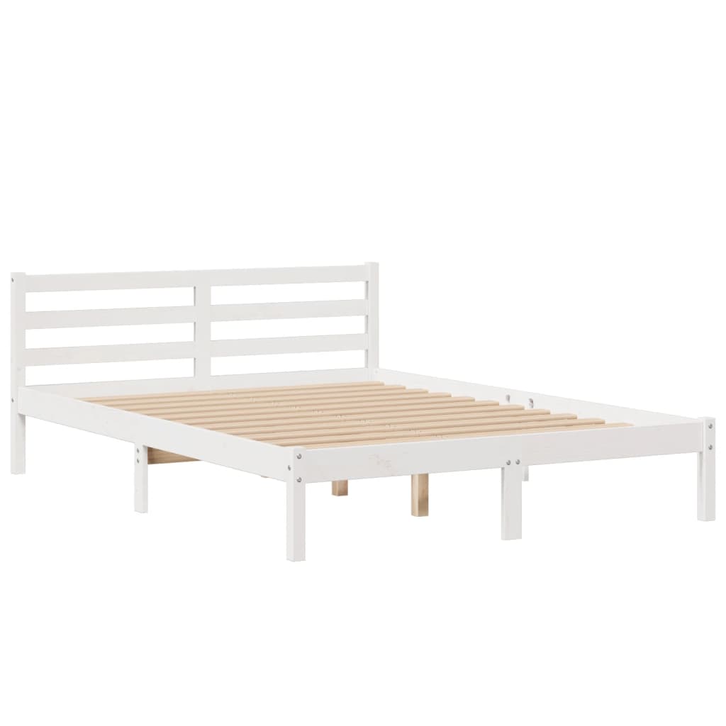 fehér tömör fenyőfa könyvespolcos ágy matrac nélkül 160x200 cm