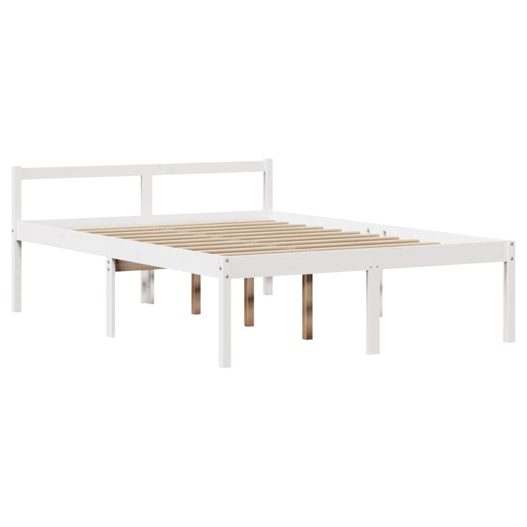 fehér tömör fenyőfa könyvespolcos ágy matrac nélkül 140x190 cm