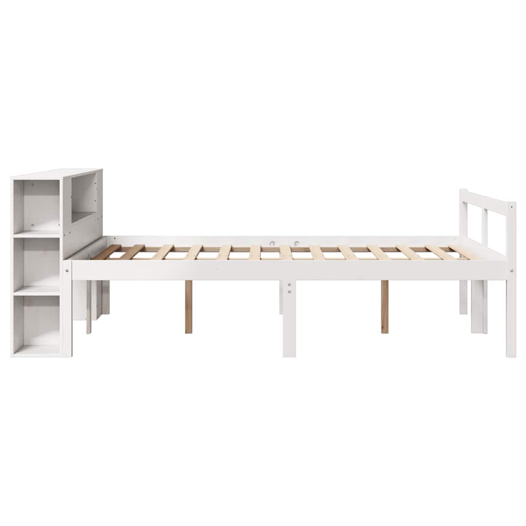 fehér tömör fenyőfa könyvespolcos ágy matrac nélkül 160x200 cm