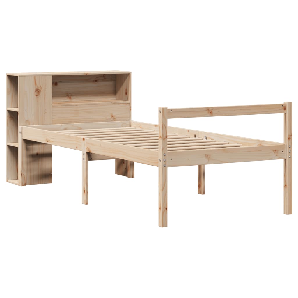 tömör fenyőfa könyvespolcos ágy matrac nélkül 75 x 190 cm
