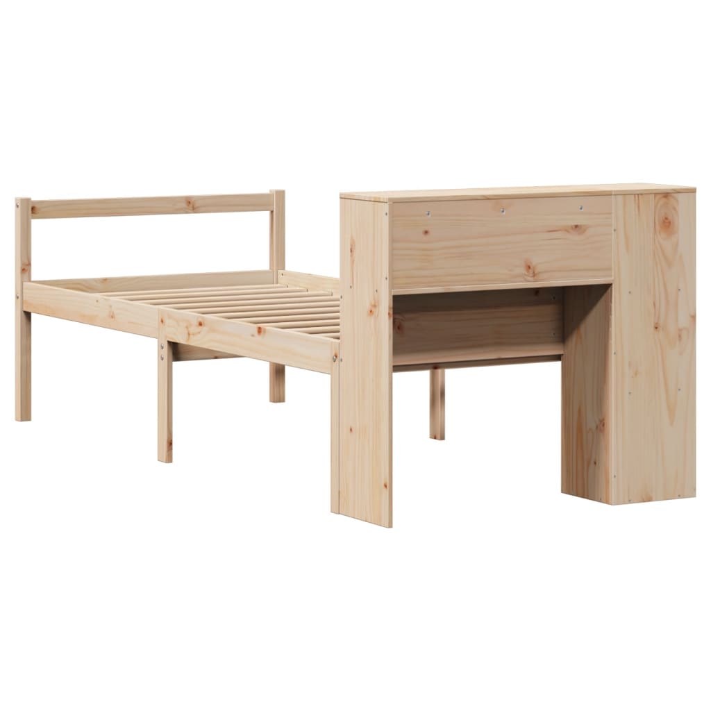 tömör fenyőfa könyvespolcos ágy matrac nélkül 75 x 190 cm