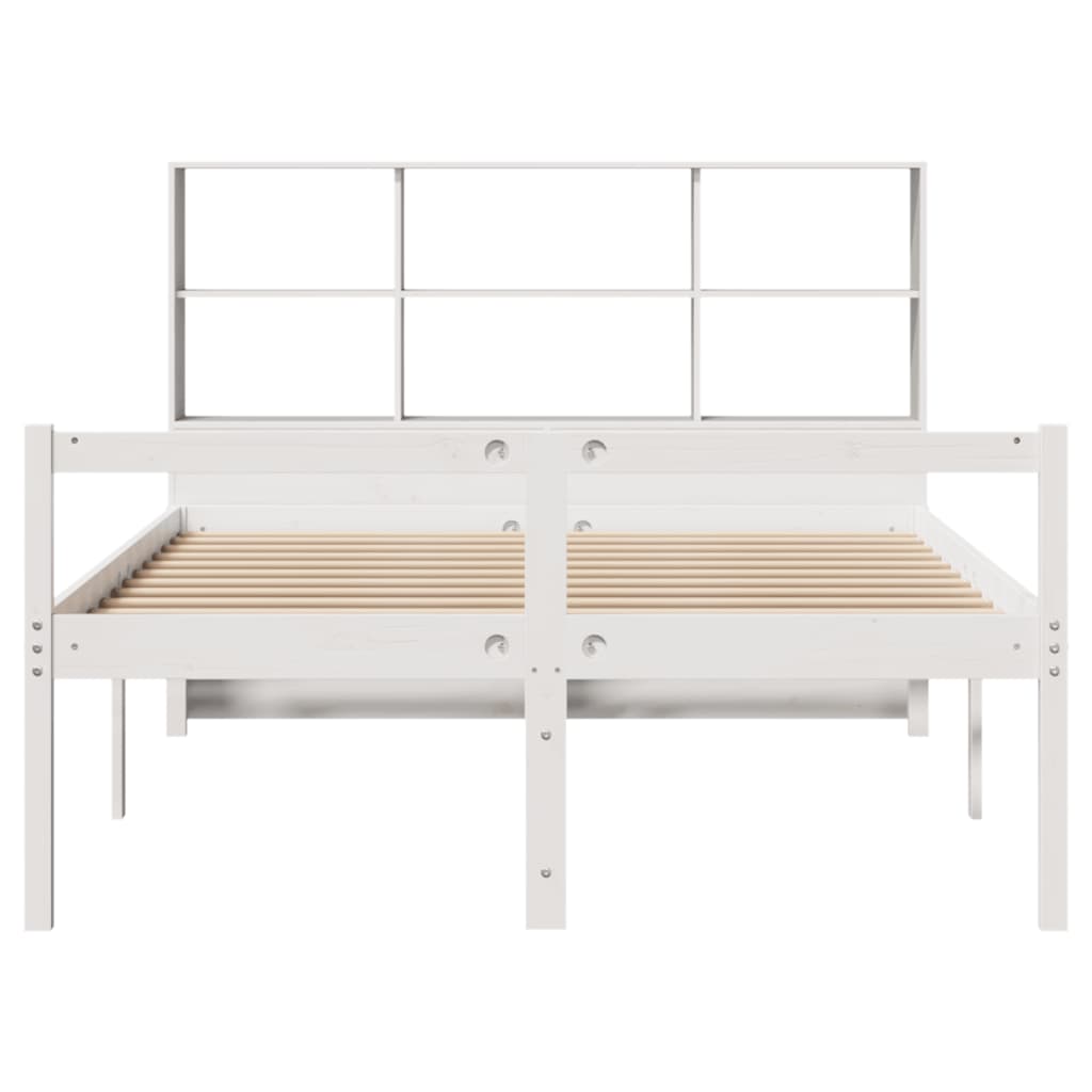 fehér tömör fenyőfa könyvespolcos ágy matrac nélkül 160x200 cm