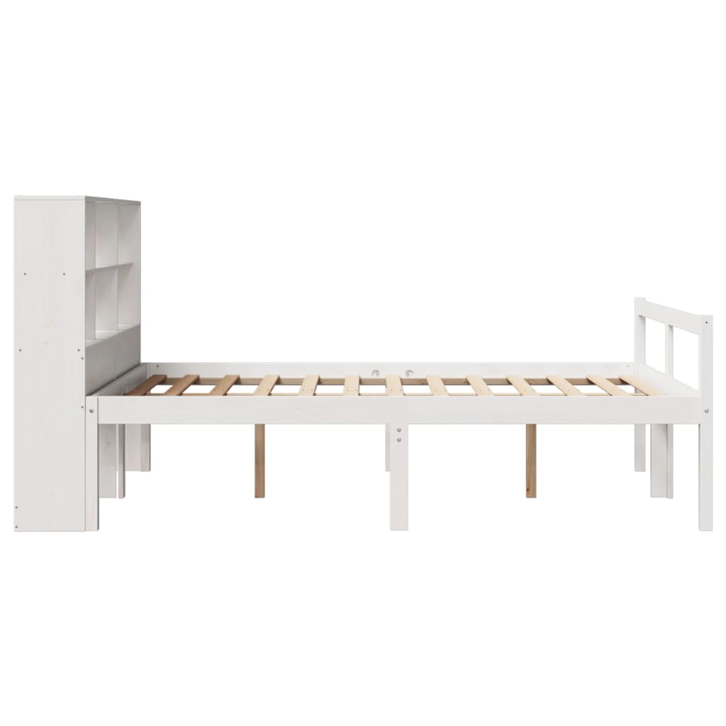 fehér tömör fenyőfa könyvespolcos ágy matrac nélkül 160x200 cm