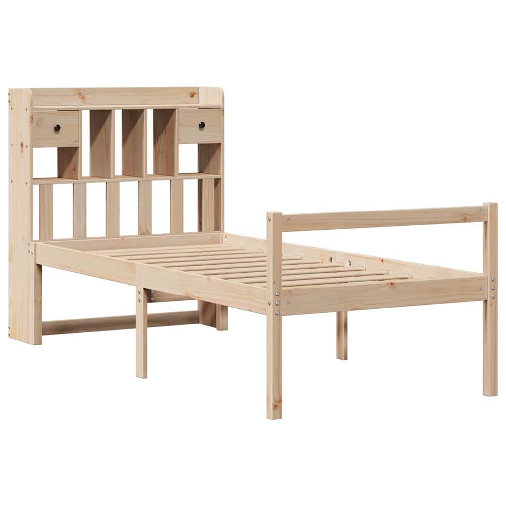 tömör fenyőfa könyvespolcos ágy matrac nélkül 75 x 190 cm