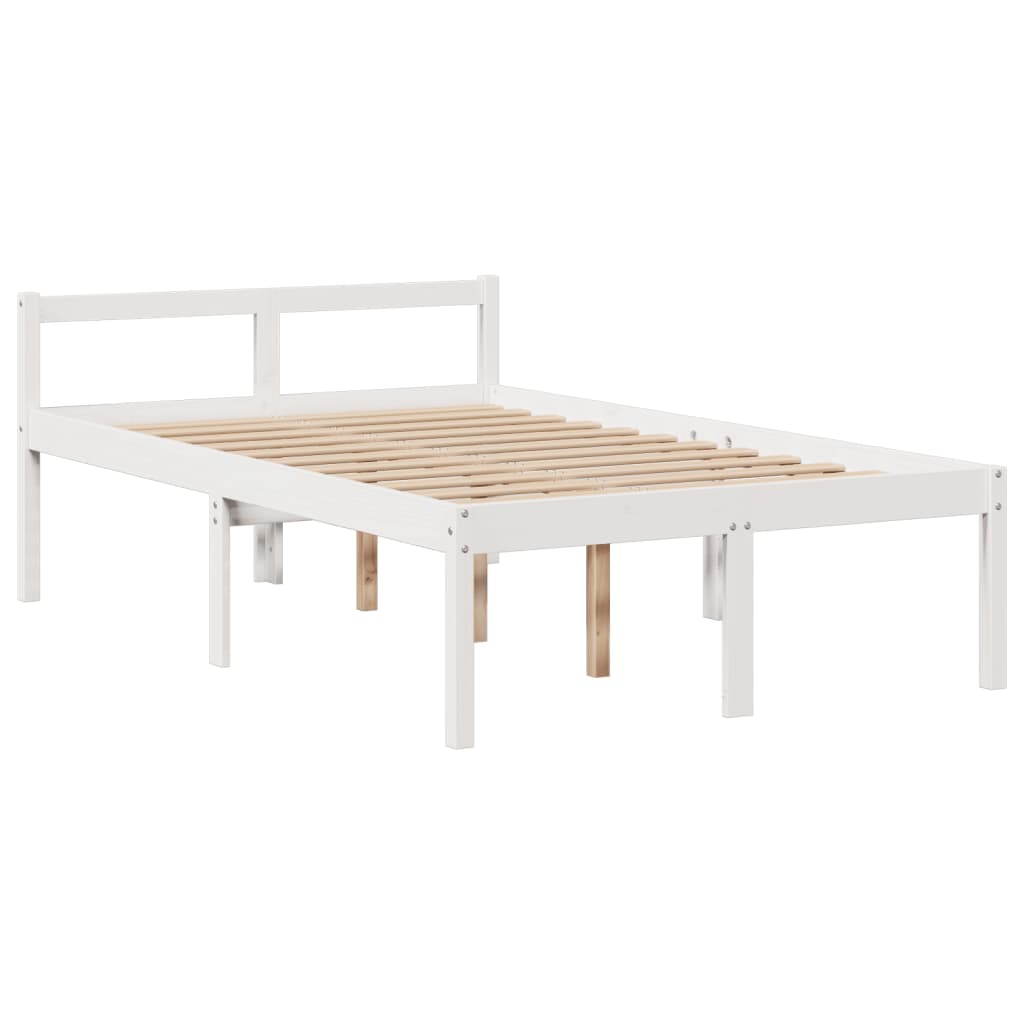 fehér tömör fenyőfa könyvespolcos ágy matrac nélkül 135x190 cm