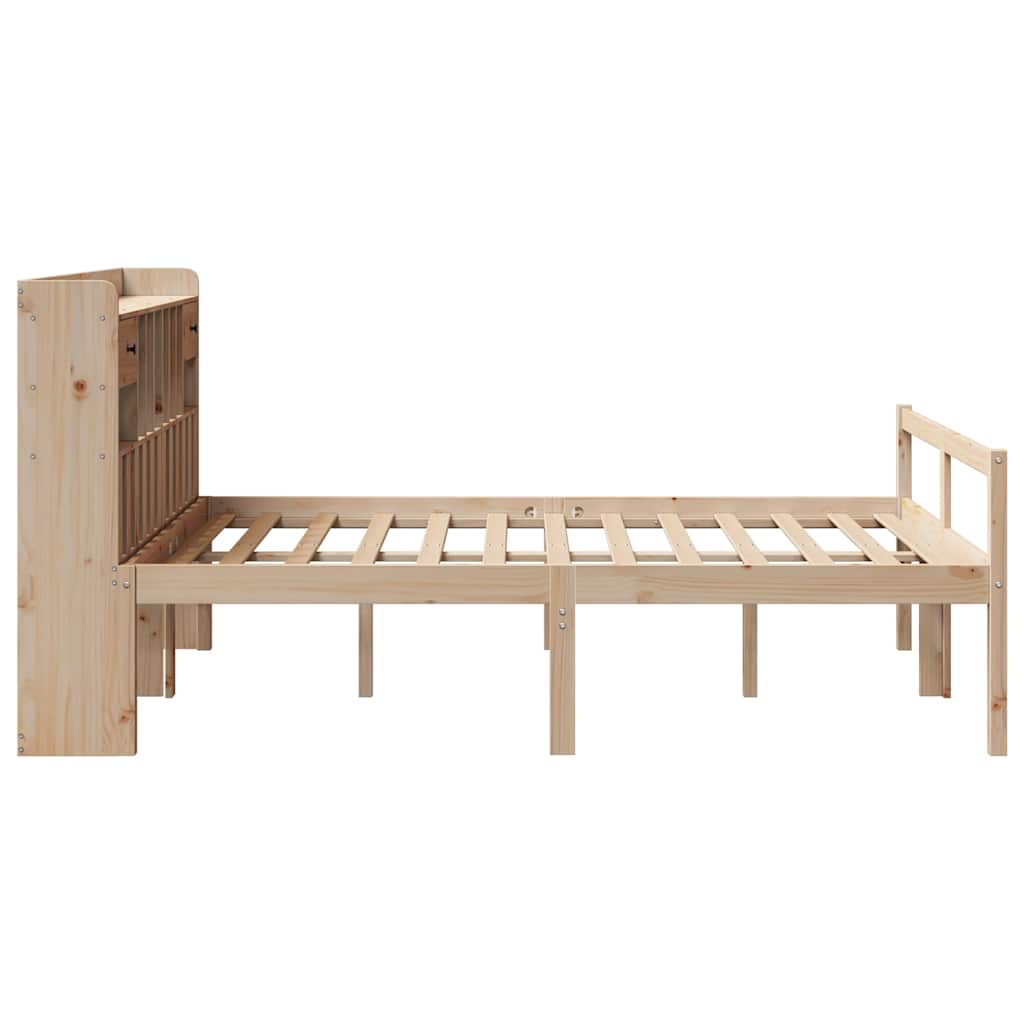 tömör fenyőfa könyvespolcos ágy matrac nélkül 140 x 190 cm