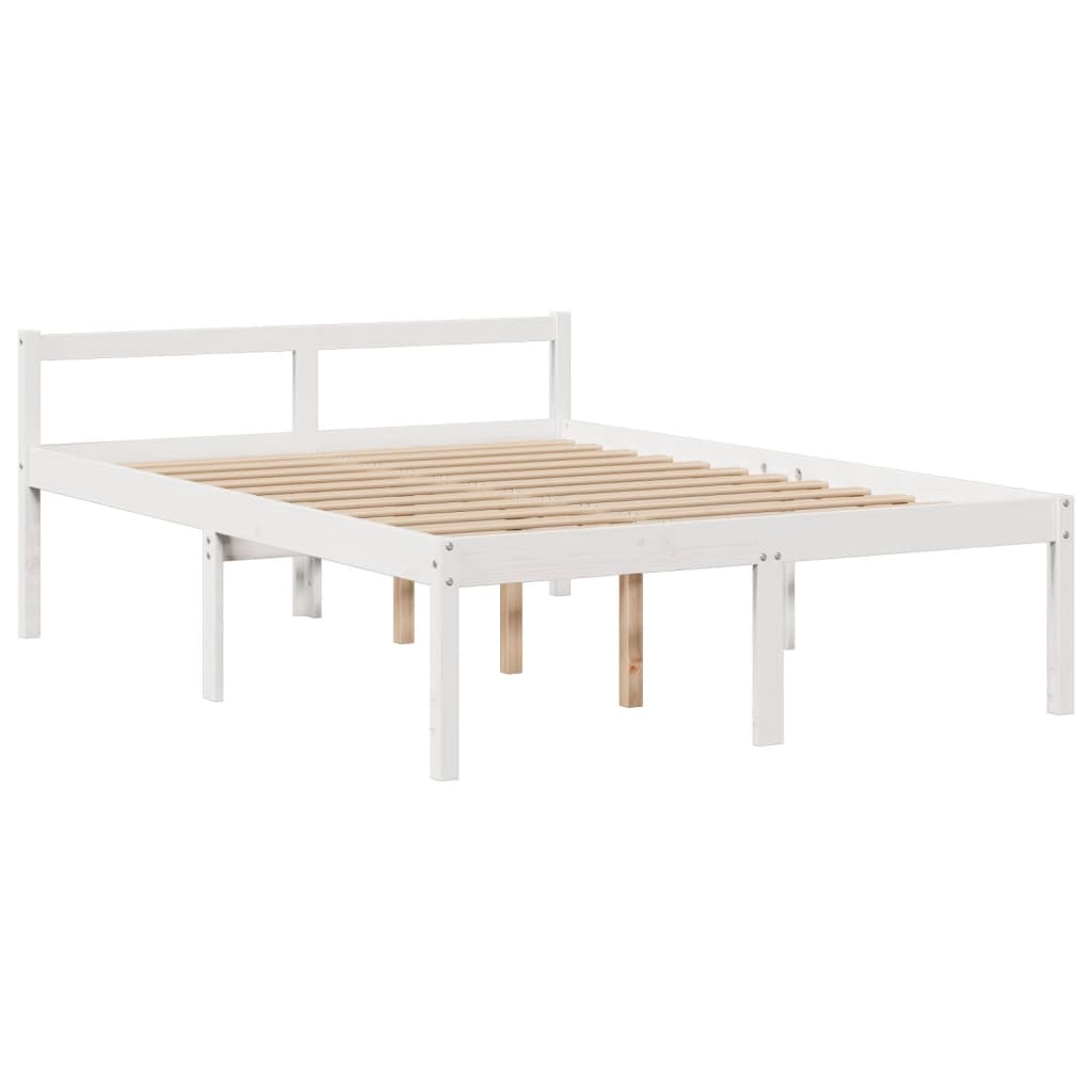 fehér tömör fenyőfa könyvespolcos ágy matrac nélkül 140x200 cm