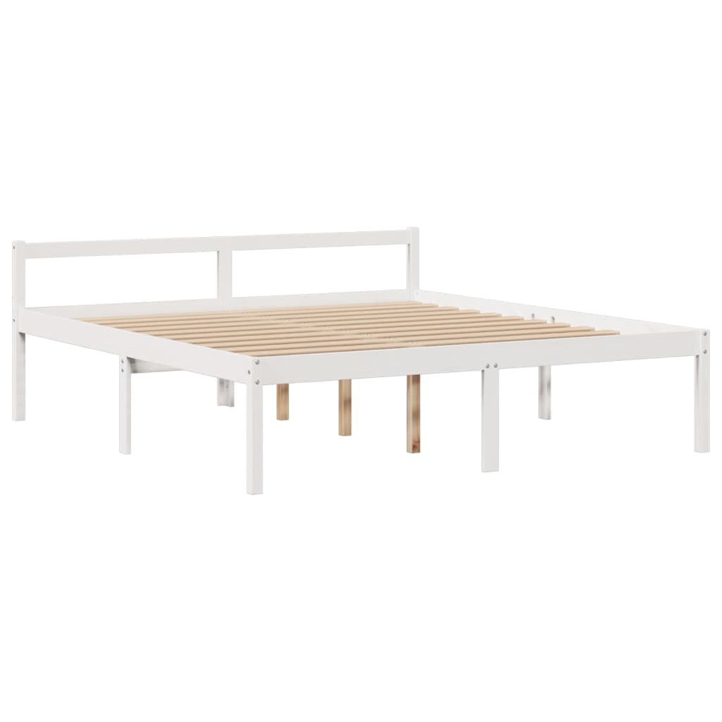 fehér tömör fenyőfa könyvespolcos ágy matrac nélkül 180x200 cm