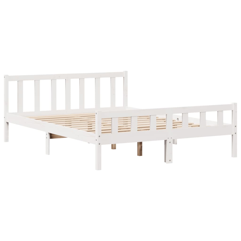 fehér tömör fenyőfa könyvespolcos ágy matrac nélkül 150x200 cm