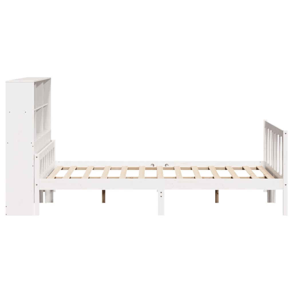 fehér tömör fenyőfa könyvespolcos ágy matrac nélkül 160x200 cm