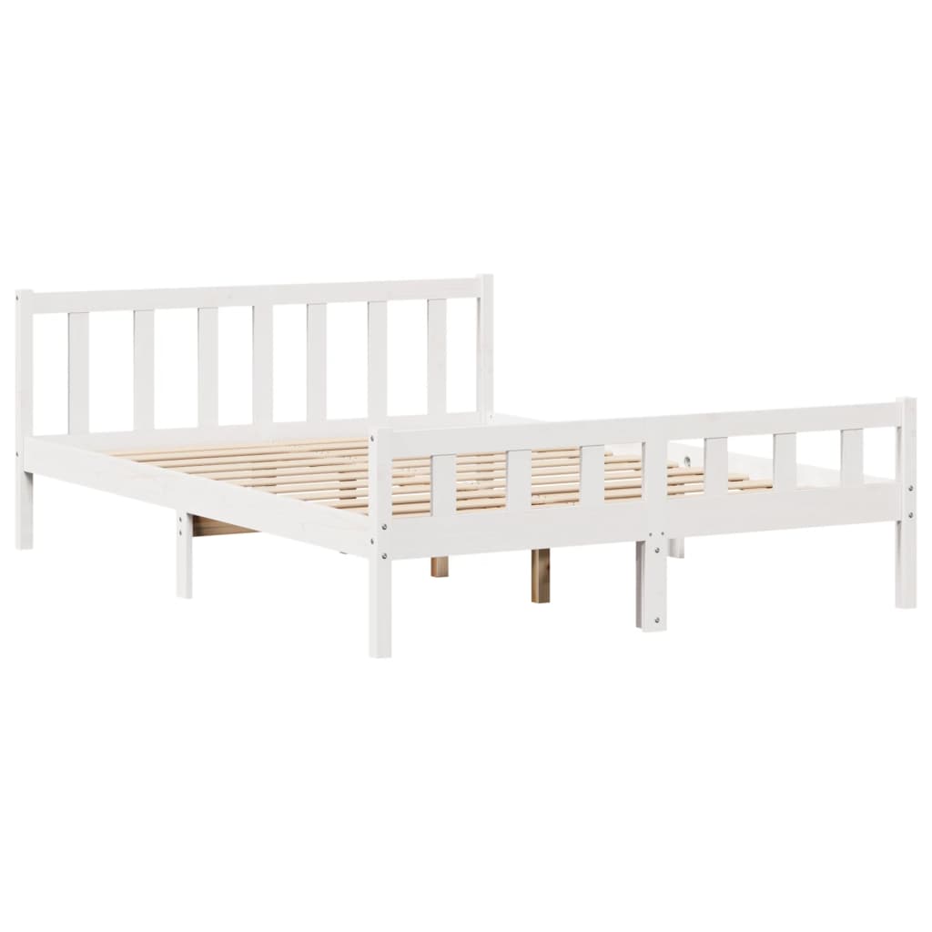 fehér tömör fenyőfa könyvespolcos ágy matrac nélkül 160x200 cm