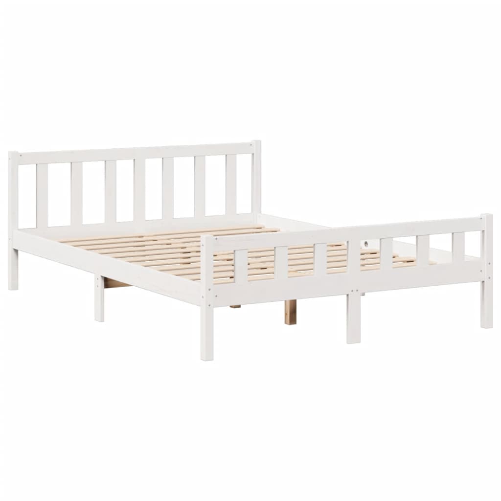 fehér tömör fenyőfa könyvespolcos ágy matrac nélkül 150x200 cm