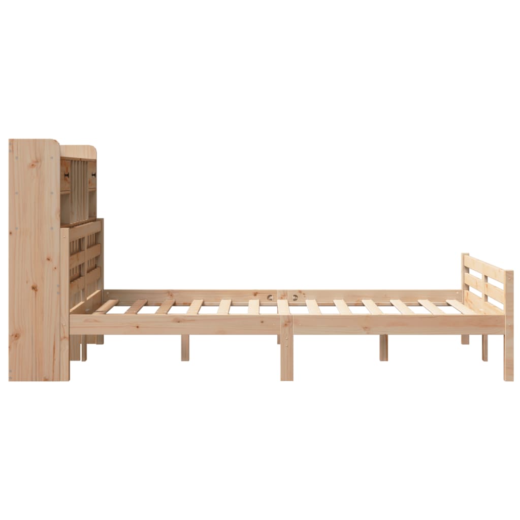 tömör fenyőfa könyvespolcos ágy matrac nélkül 135 x 190 cm