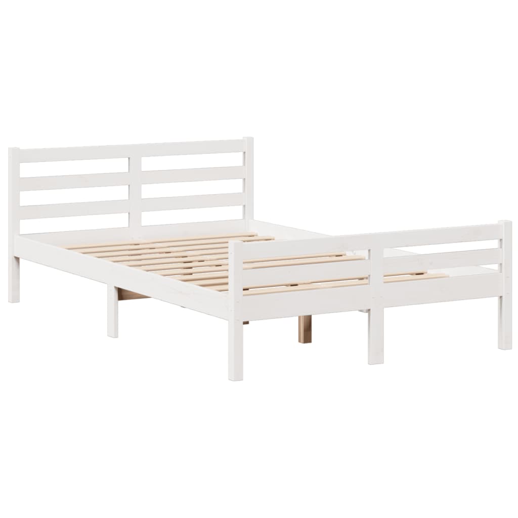 fehér tömör fenyőfa könyvespolcos ágy matrac nélkül 135x190 cm