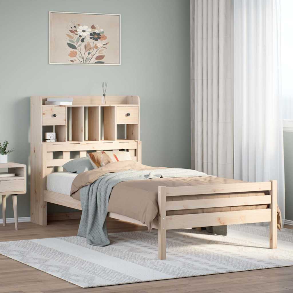 tömör fenyőfa könyvespolcos ágy matrac nélkül 90 x 200 cm