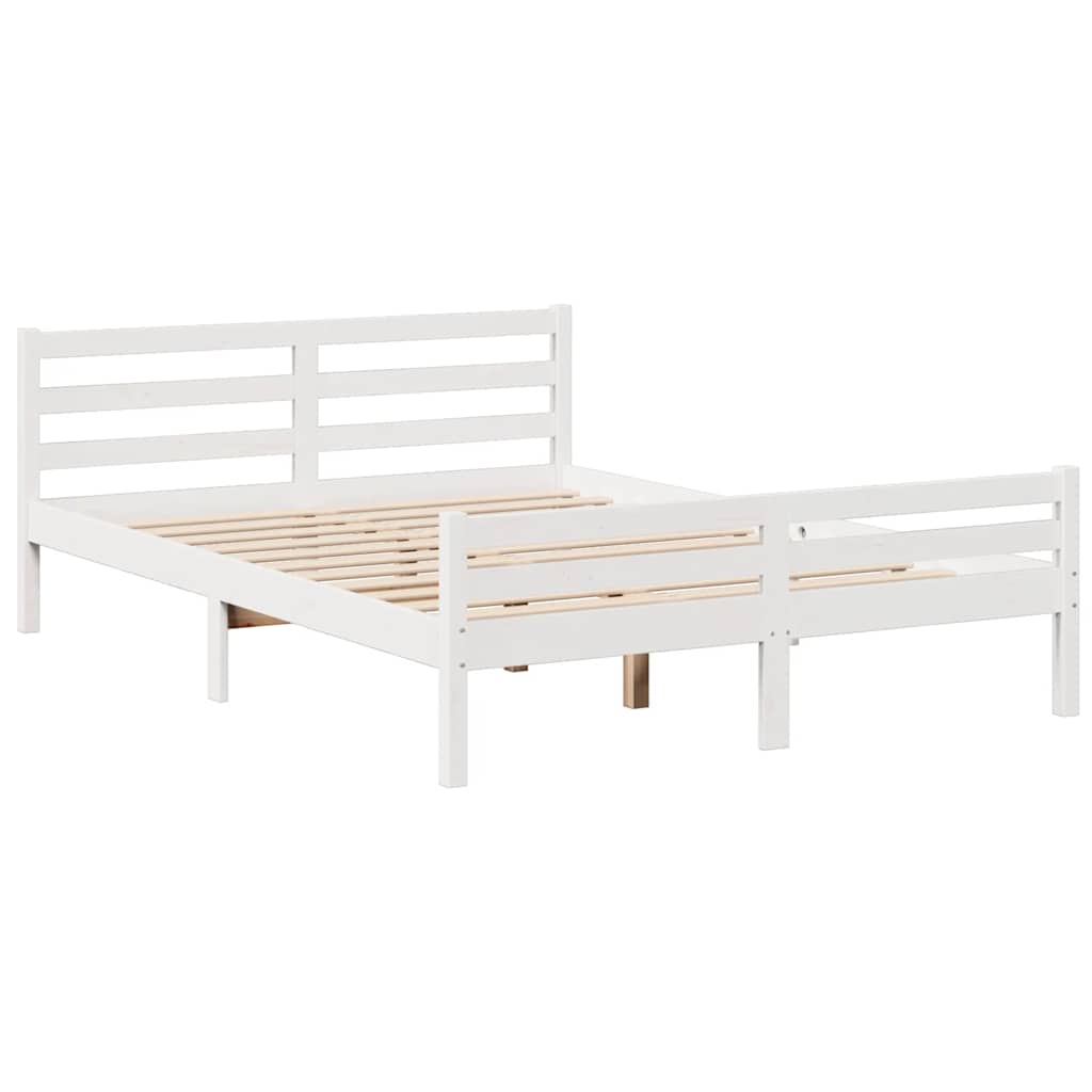 fehér tömör fenyőfa könyvespolcos ágy matrac nélkül 140x200 cm