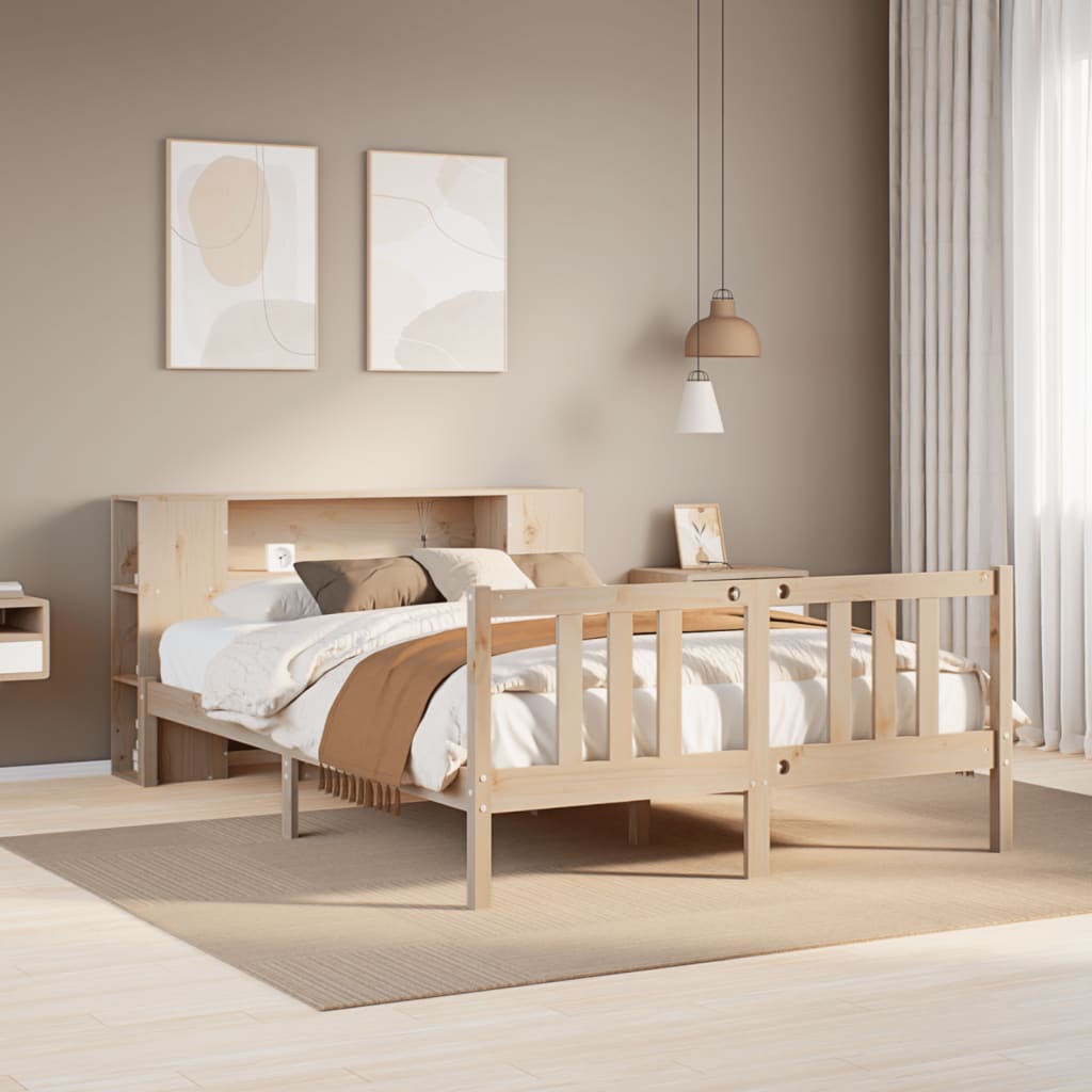 tömör fenyőfa könyvespolcos ágy matrac nélkül 135 x 190 cm