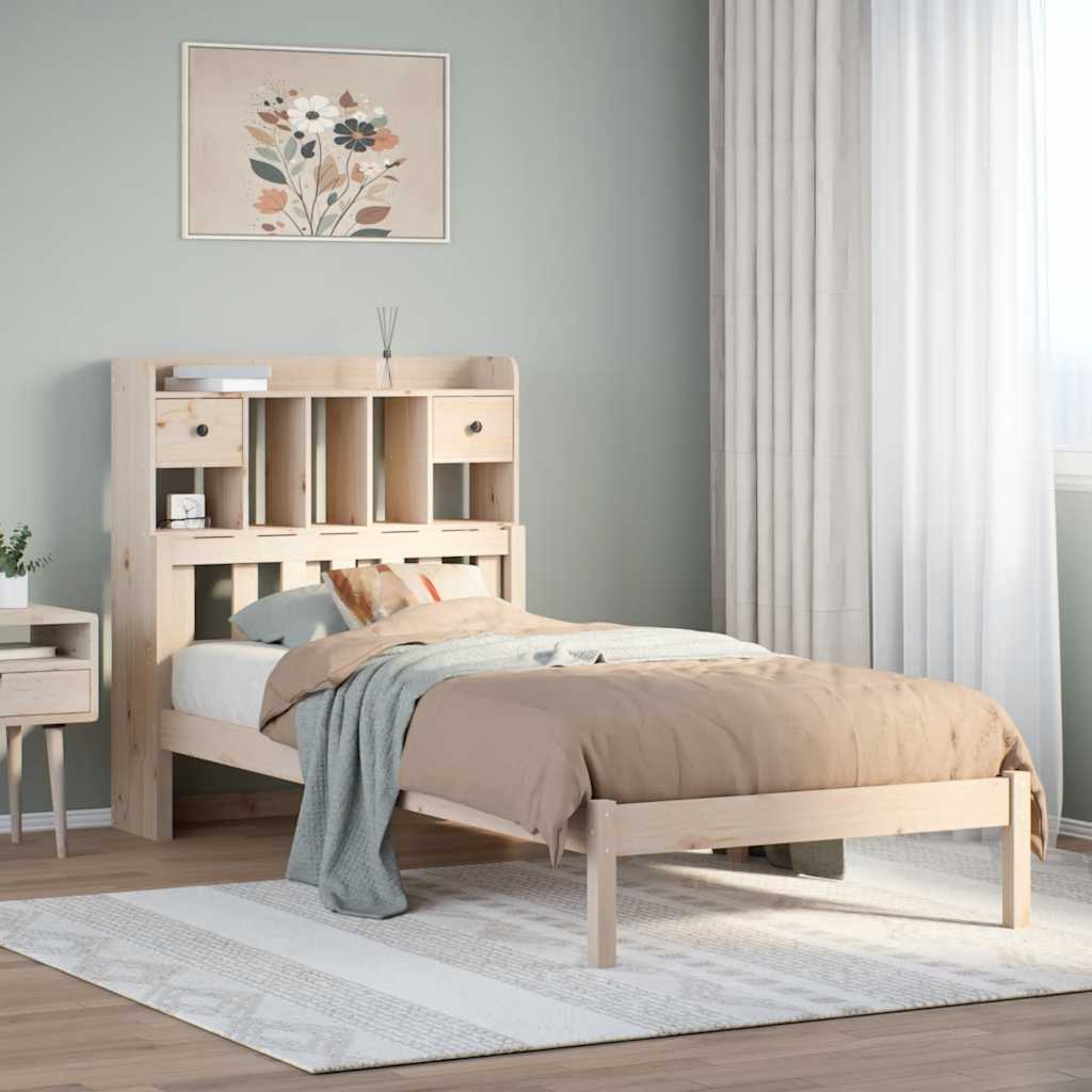 tömör fenyőfa könyvespolcos ágy matrac nélkül 75 x 190 cm