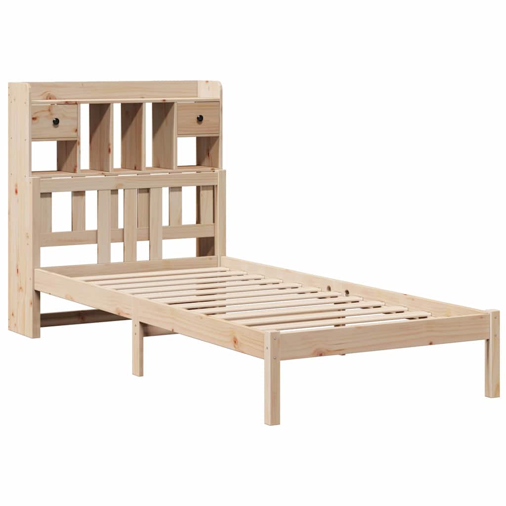 tömör fenyőfa könyvespolcos ágy matrac nélkül 90 x 190 cm