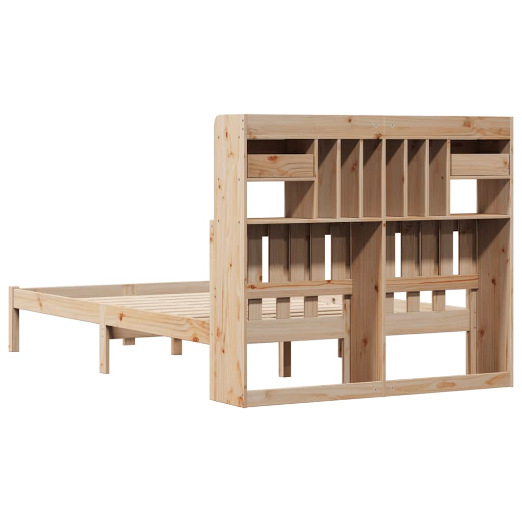 tömör fenyőfa könyvespolcos ágy matrac nélkül 135 x 190 cm