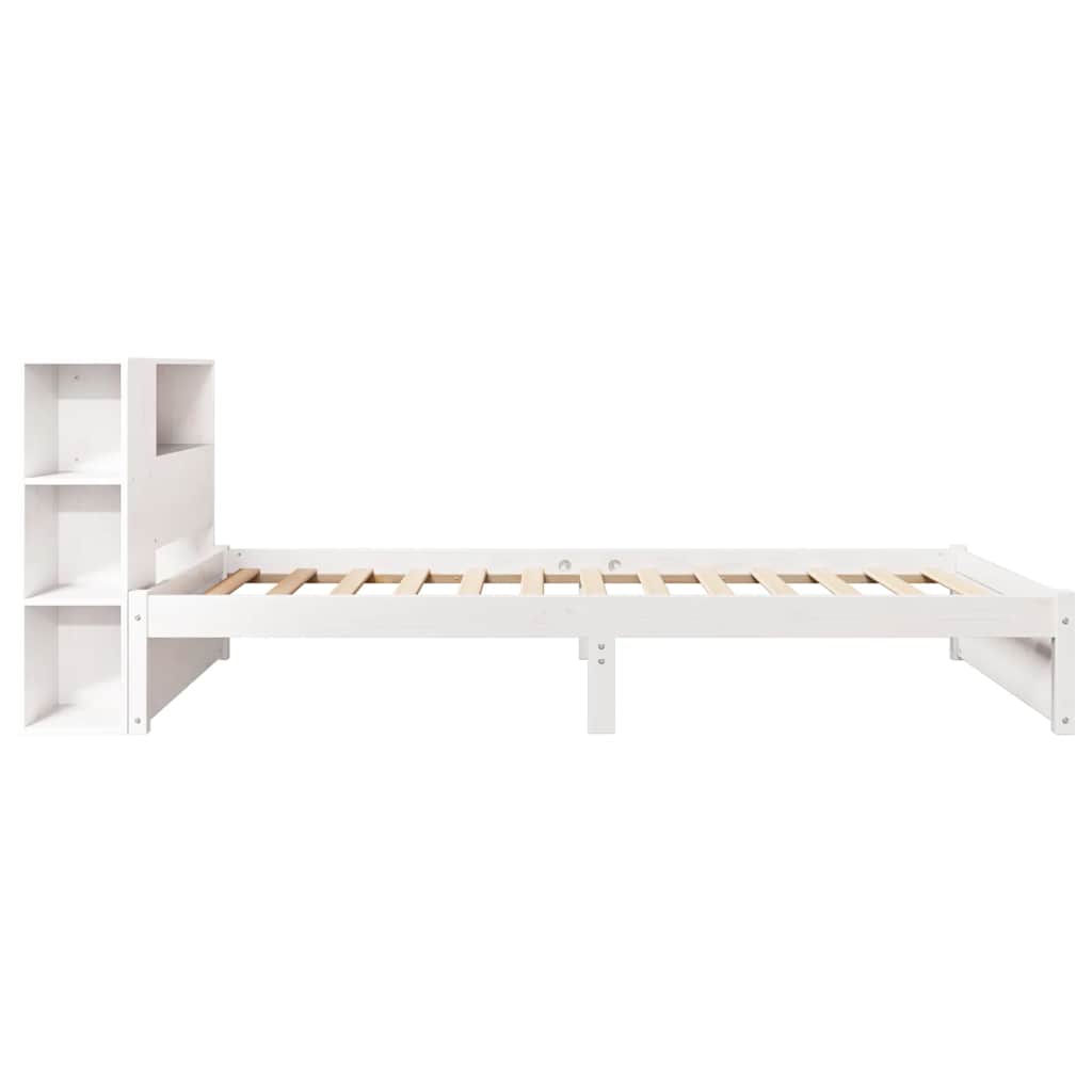 fehér tömör fenyőfa könyvespolcos ágy matrac nélkül 75 x 190 cm