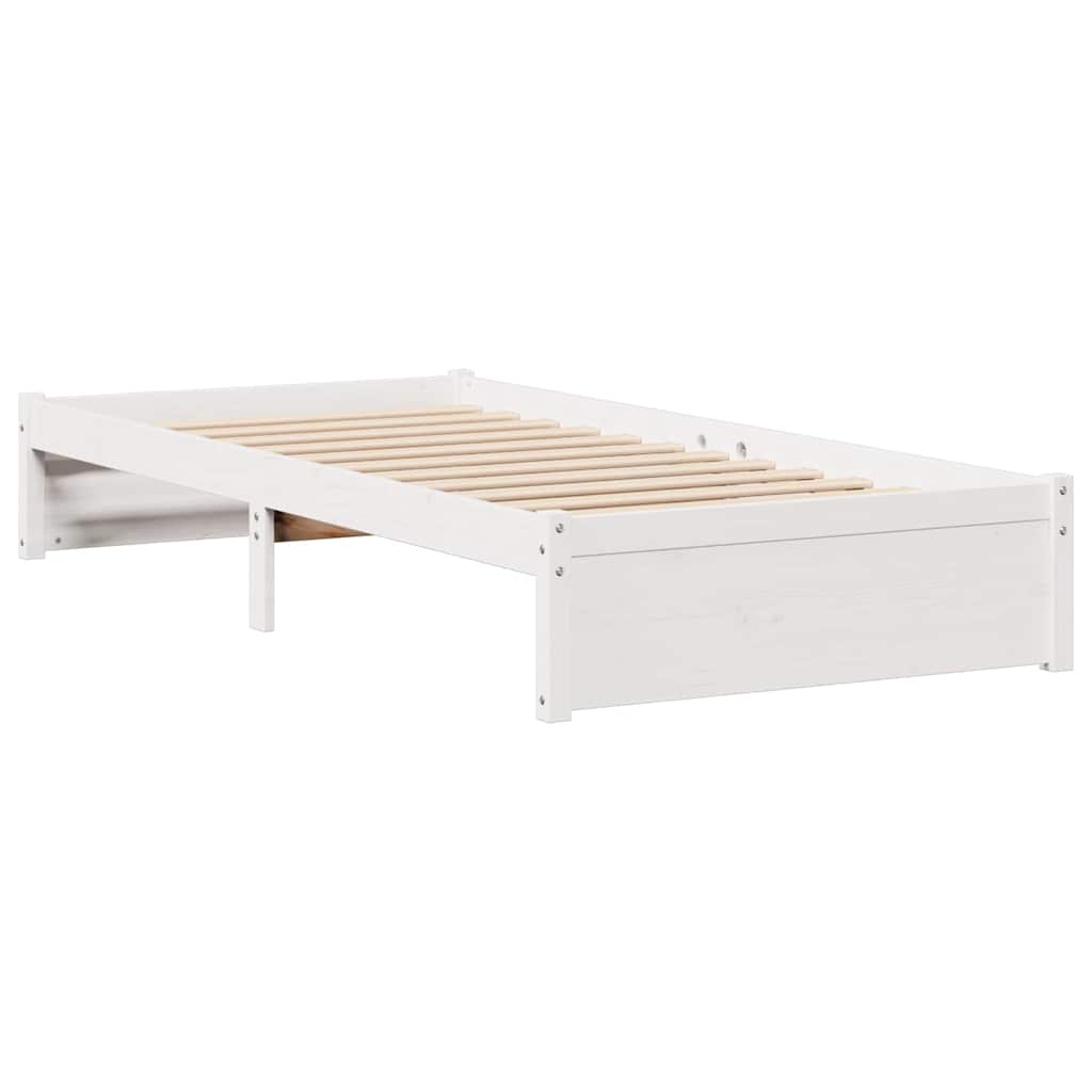fehér tömör fenyőfa könyvespolcos ágy matrac nélkül 75 x 190 cm