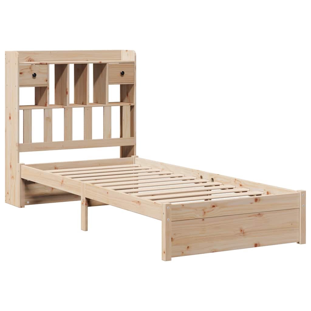 tömör fenyőfa könyvespolcos ágy matrac nélkül 75 x 190 cm