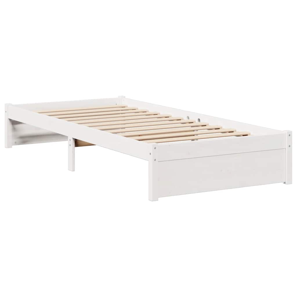 fehér tömör fenyőfa könyvespolcos ágy matrac nélkül 75 x 190 cm