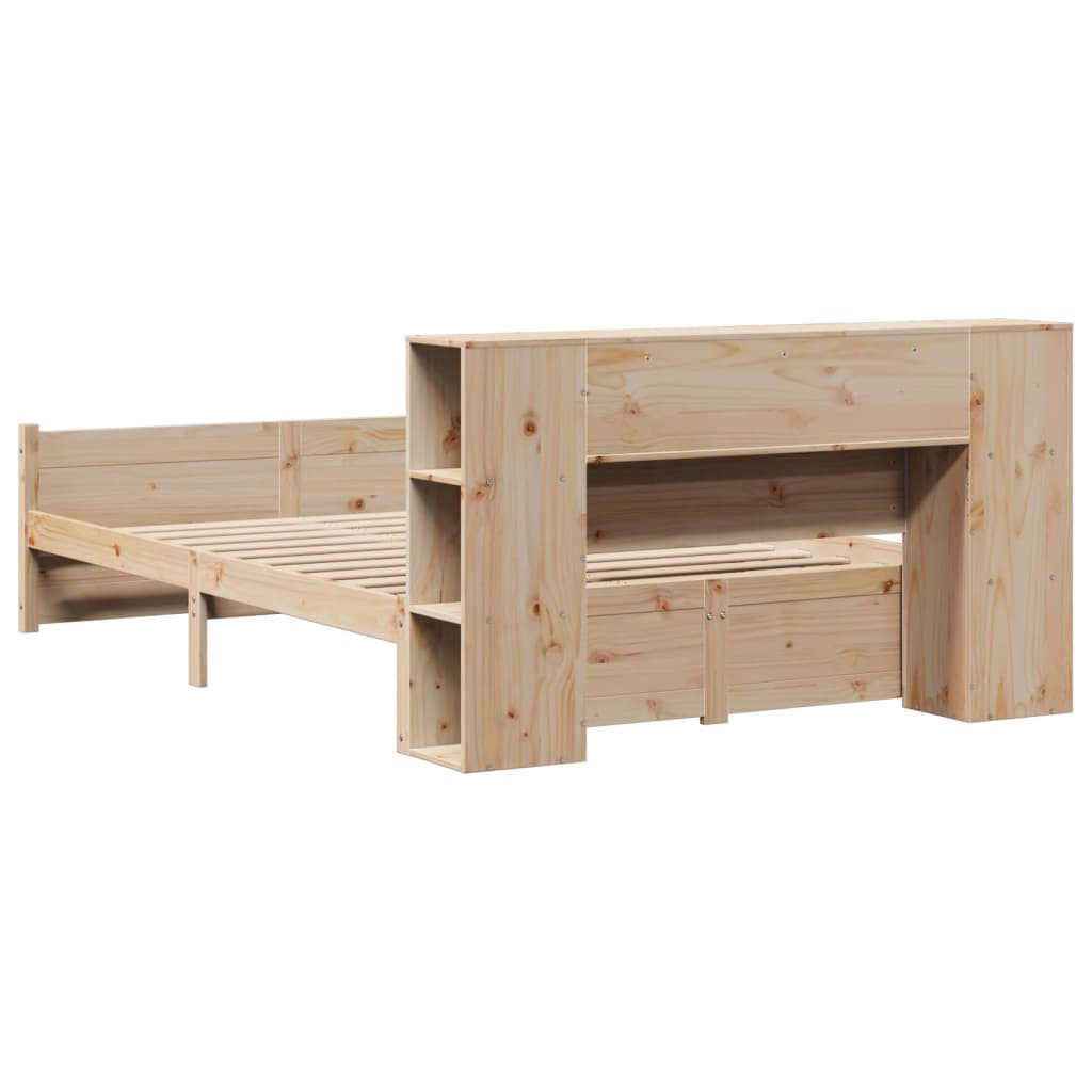 tömör fenyőfa könyvespolcos ágy matrac nélkül 135 x 190 cm