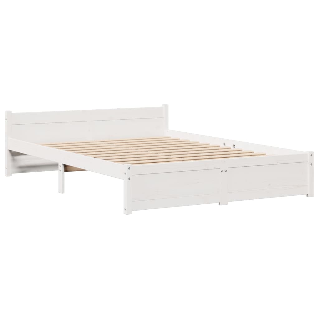 fehér tömör fenyőfa könyvespolcos ágy matrac nélkül 135x190 cm