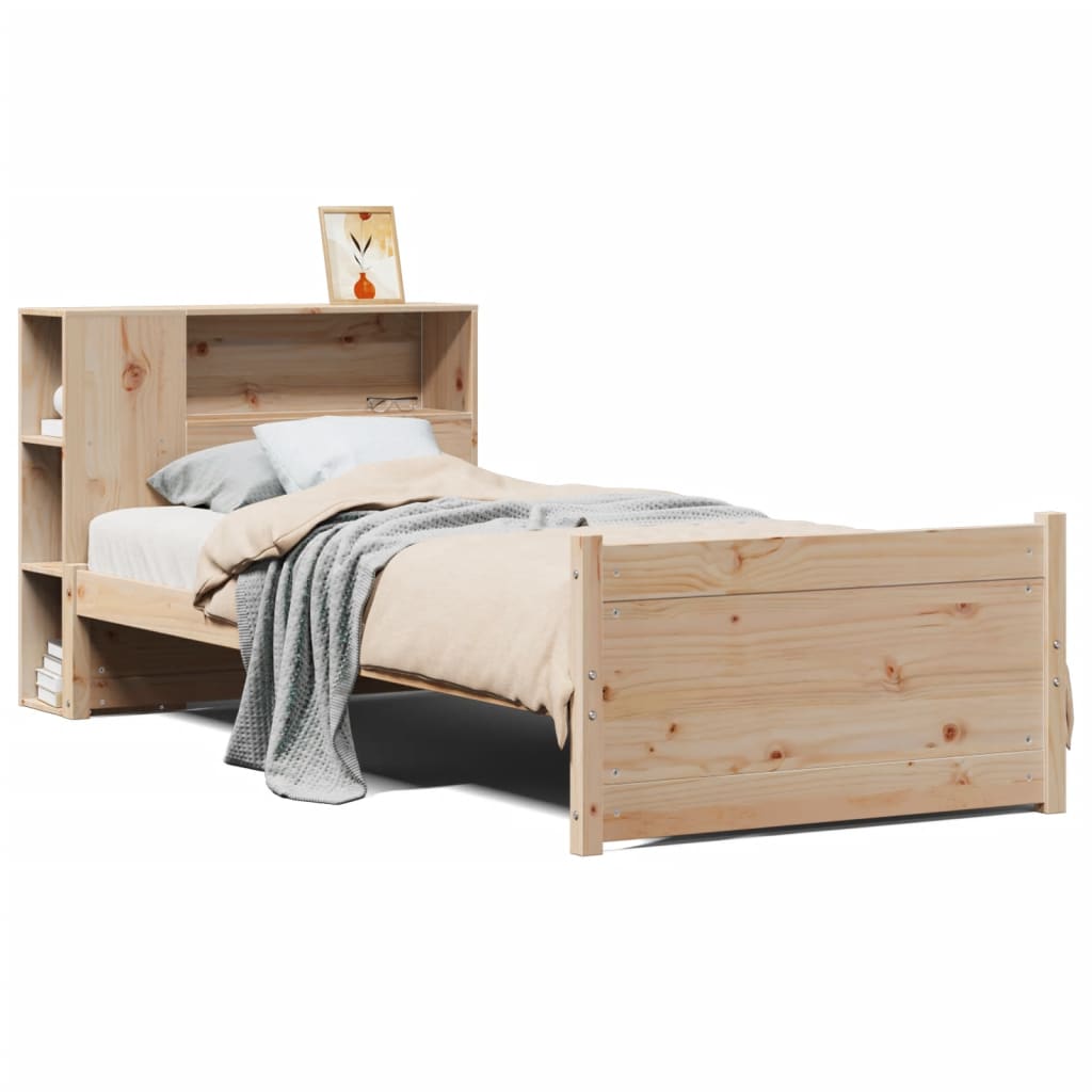 tömör fenyőfa könyvespolcos ágy matrac nélkül 75 x 190 cm
