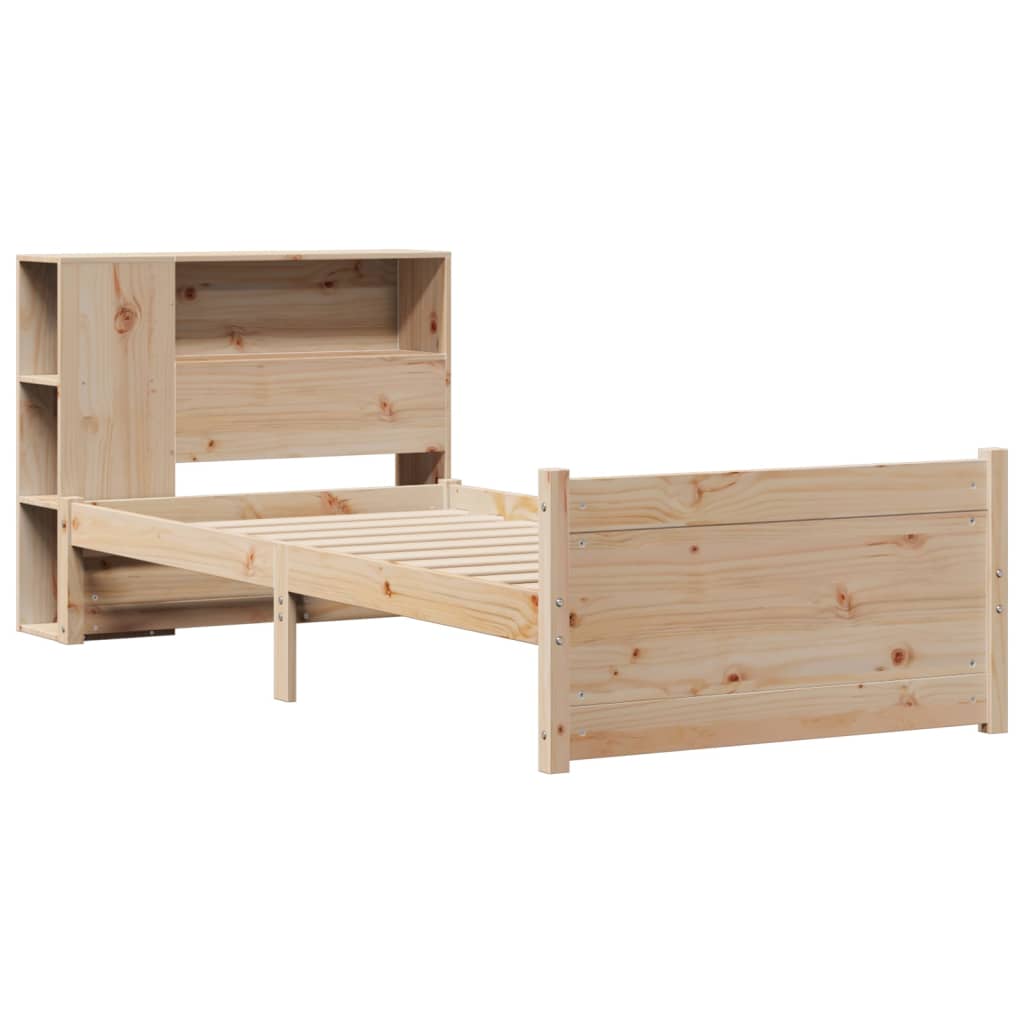 tömör fenyőfa könyvespolcos ágy matrac nélkül 75 x 190 cm
