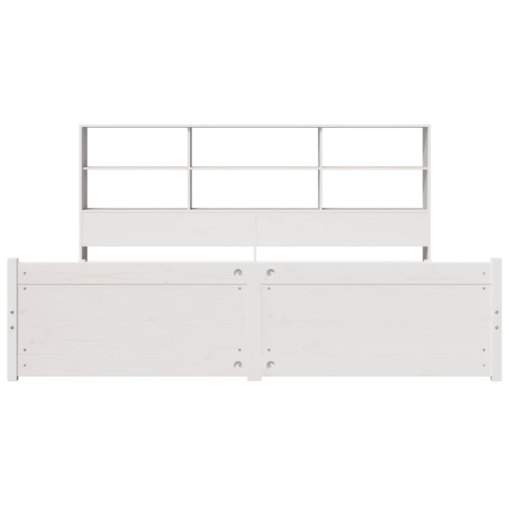 fehér tömör fenyőfa könyvespolcos ágy matrac nélkül 180x200 cm