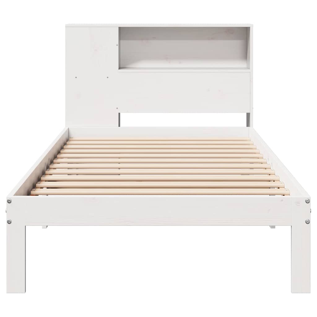 fehér tömör fenyőfa könyvespolcos ágy matrac nélkül 75 x 190 cm