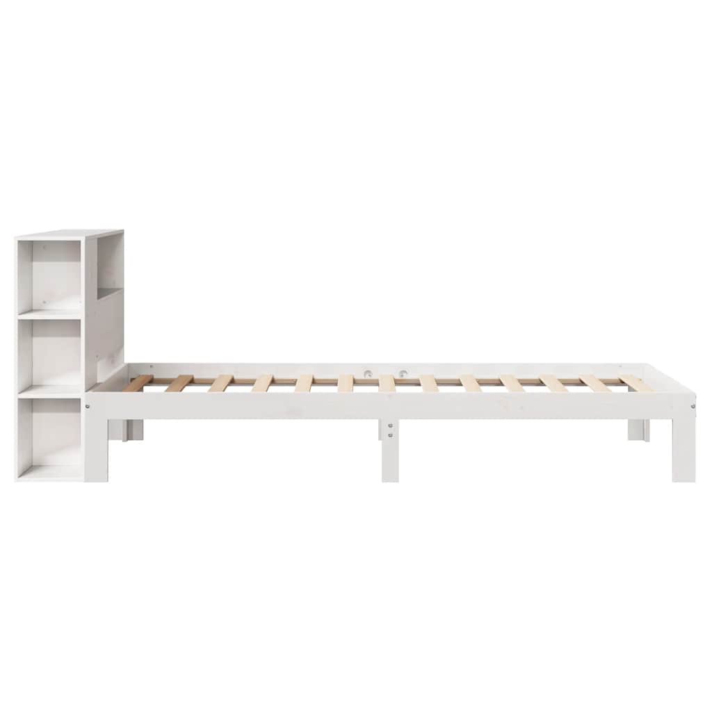 fehér tömör fenyőfa könyvespolcos ágy matrac nélkül 75 x 190 cm