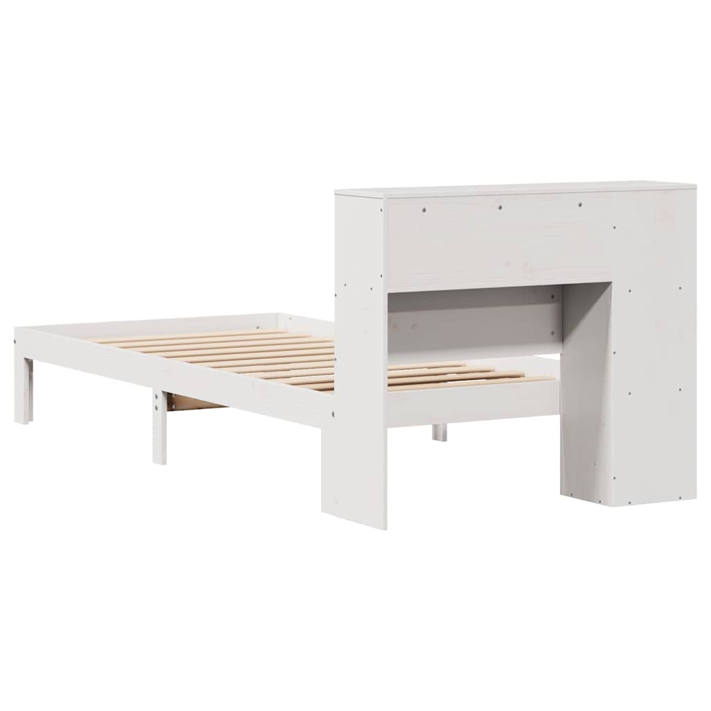 fehér tömör fenyőfa könyvespolcos ágy matrac nélkül 75 x 190 cm