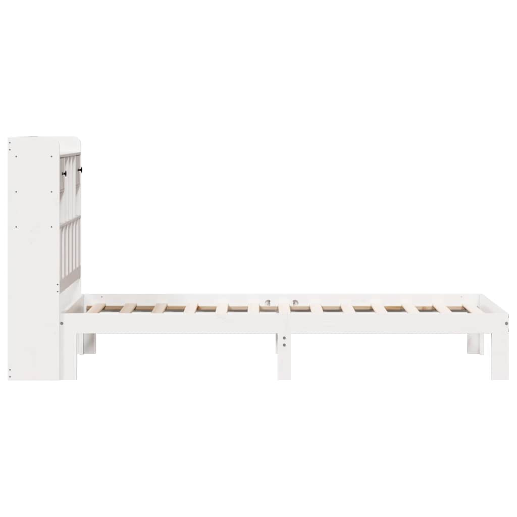 fehér tömör fenyőfa könyvespolcos ágy matrac nélkül 75 x 190 cm