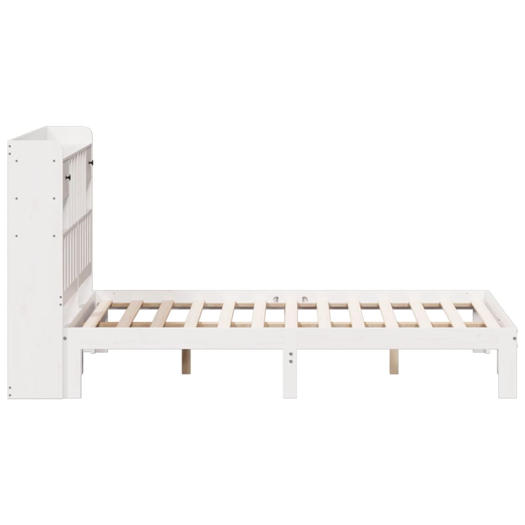 fehér tömör fenyőfa könyvespolcos ágy matrac nélkül 160x200 cm