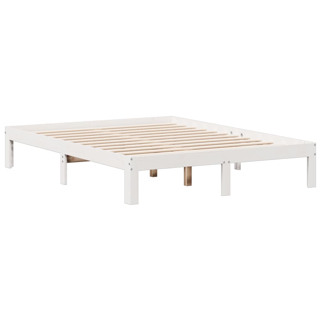 fehér tömör fenyőfa könyvespolcos ágy matrac nélkül 160x200 cm